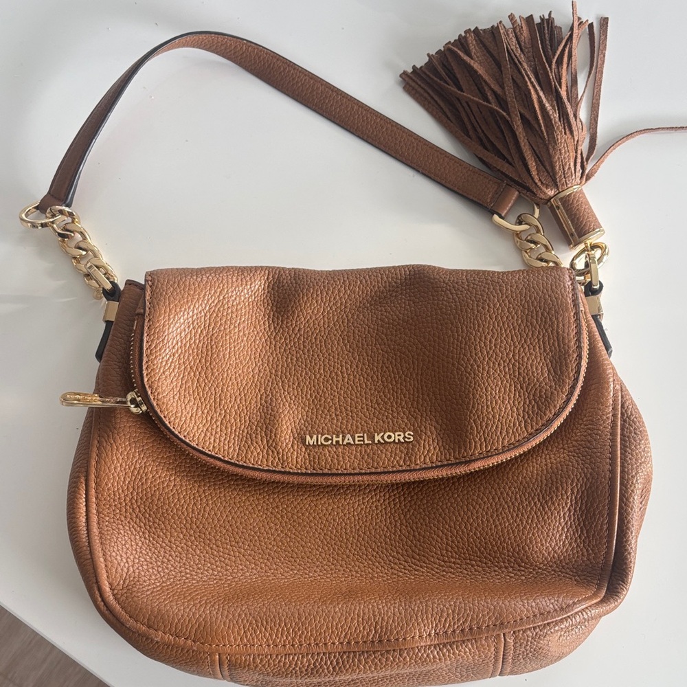 Michael Kors Tan Leather Shoulder Bag with Tassel